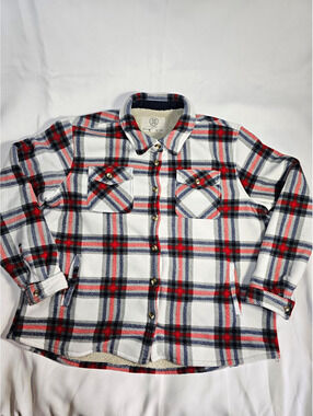 SAGE Collective Men’s XXL Plaid Lined Button Front Shacket Jacket Pockets